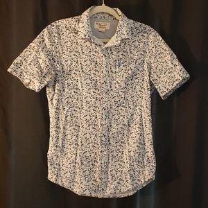 PENGUIN Blue Print Shirt Size S Heritage Slim Fit